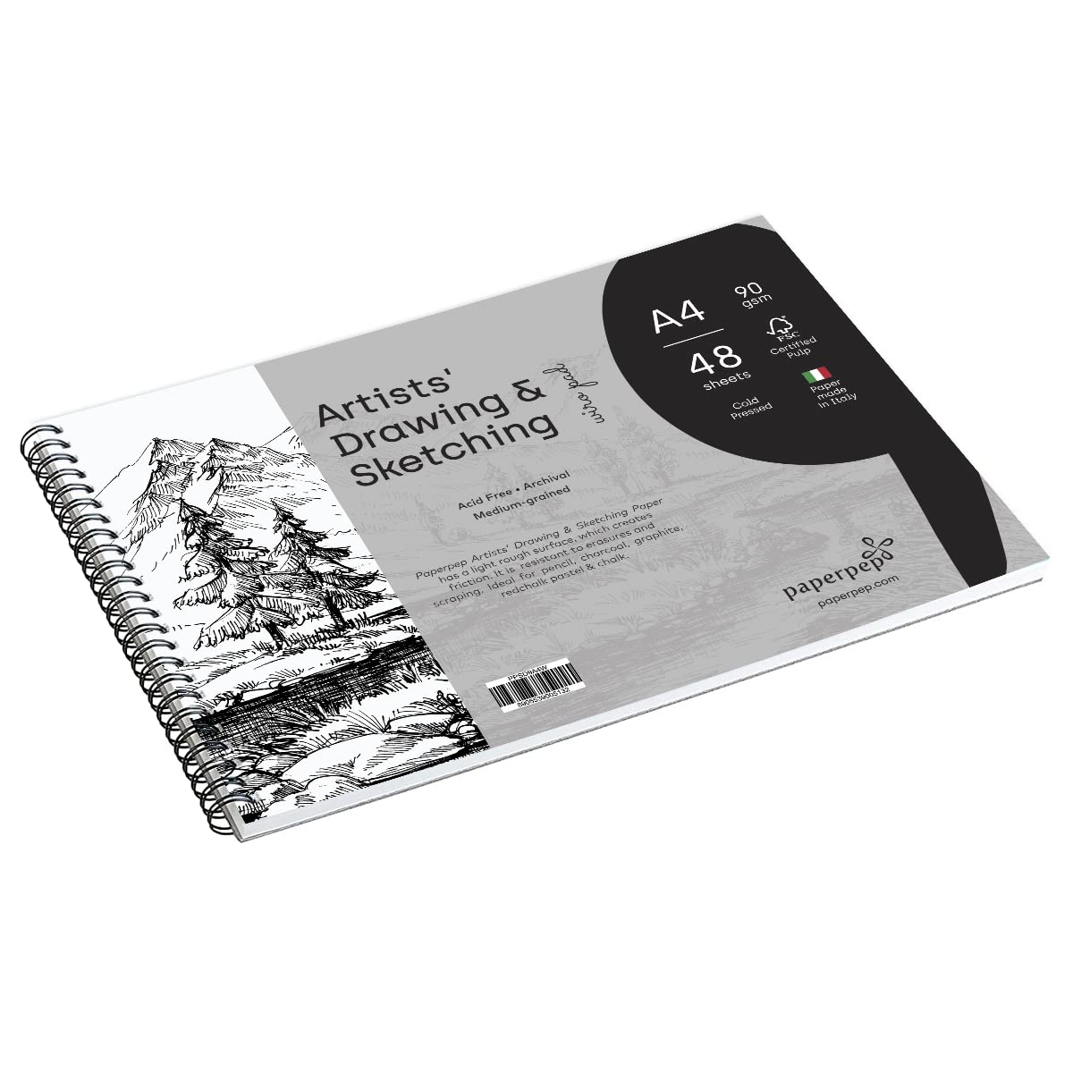 PaperPep Artists' Sketching & Drawing Wiro Pads 90GSM A4 Pack of 48