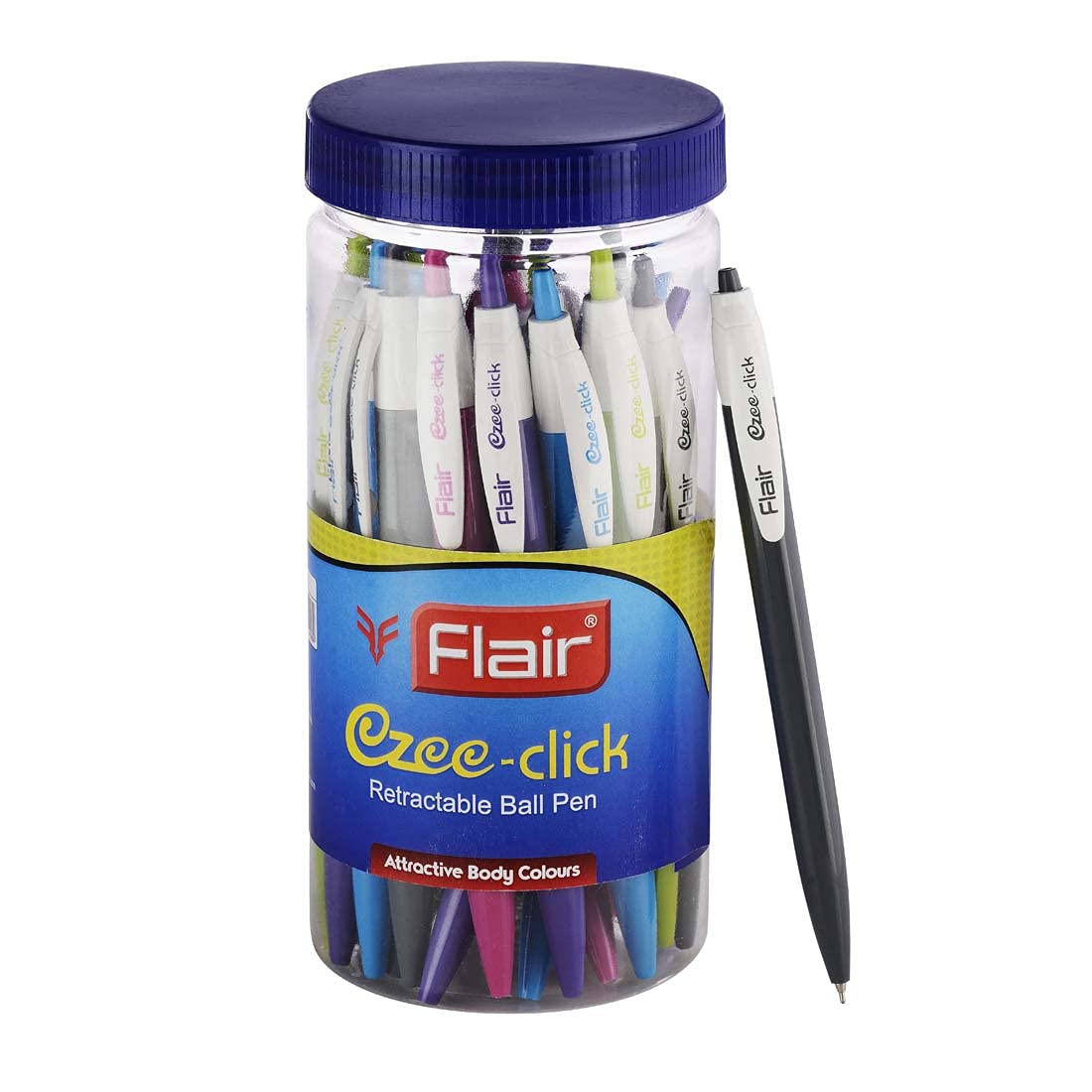 Flair 0.7 to 1mm Ezee Click Ball Pen 25 Pcs Jar, Blue Ink, Pack Of 1