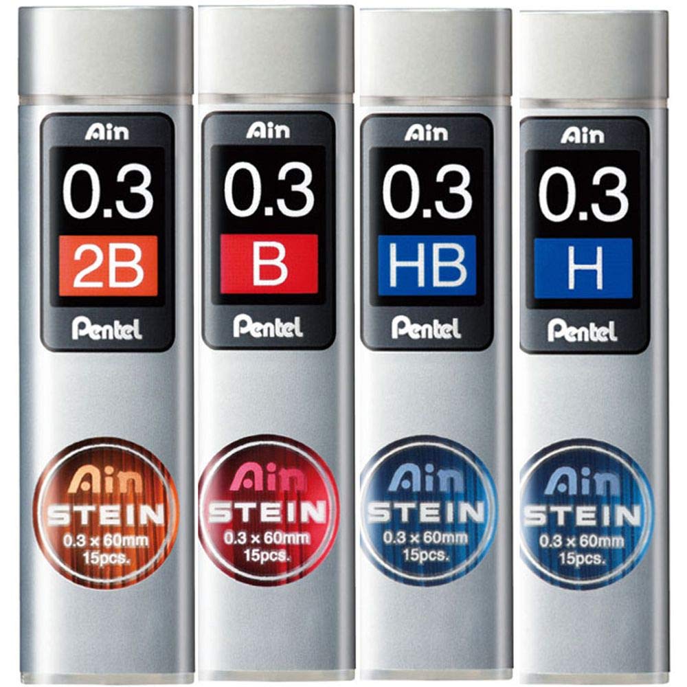 Pentel Ain Stein 0.3mm HB Mechanical Pencil Lead, Pack of 15 (C273-HB)