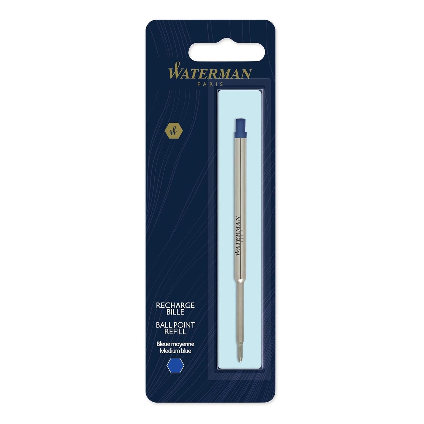 Waterman Ball Pen Refill, Blue Ink, Medium Nib, Pack of 1
