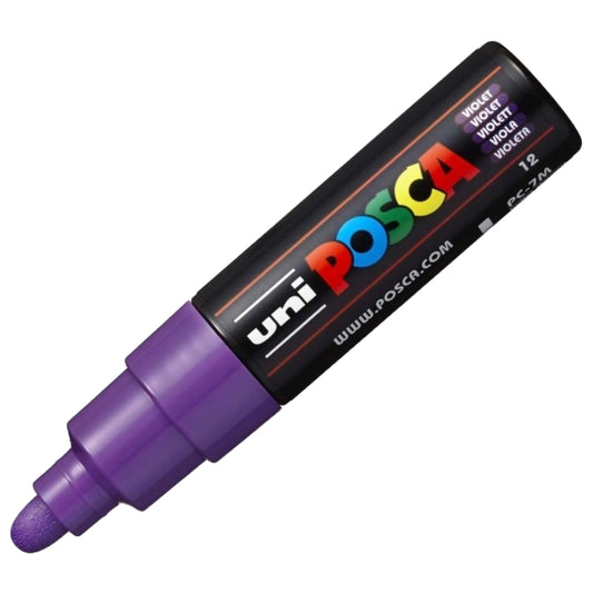 uni-ball Posca 7M 4.5-5.5 mm  Broad Bullet Shaped Markers, Violet Ink, Pack of 1