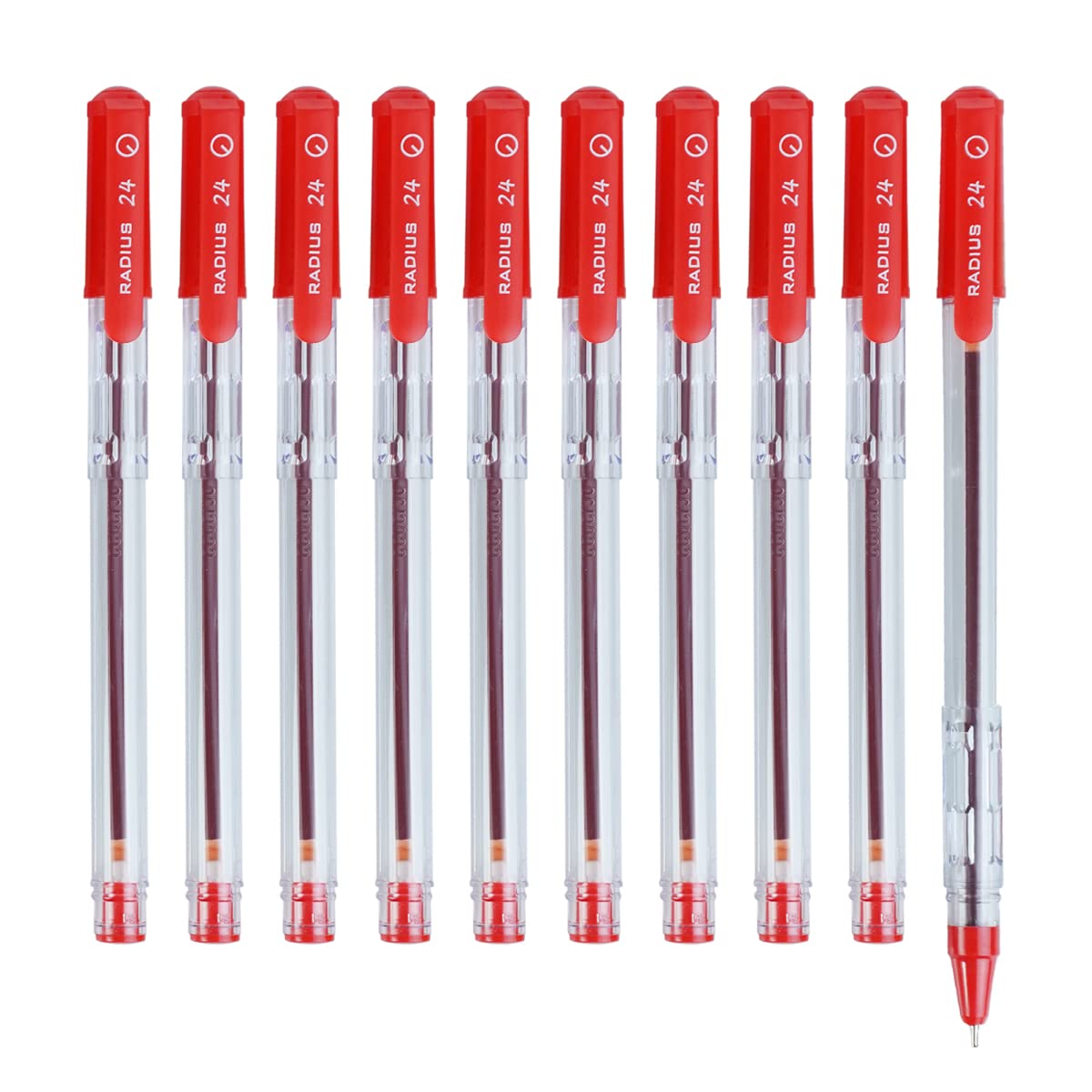 Radius 24 Ball Pen 10 Pcs,0.7 mm, Red Ink, Pack of 1