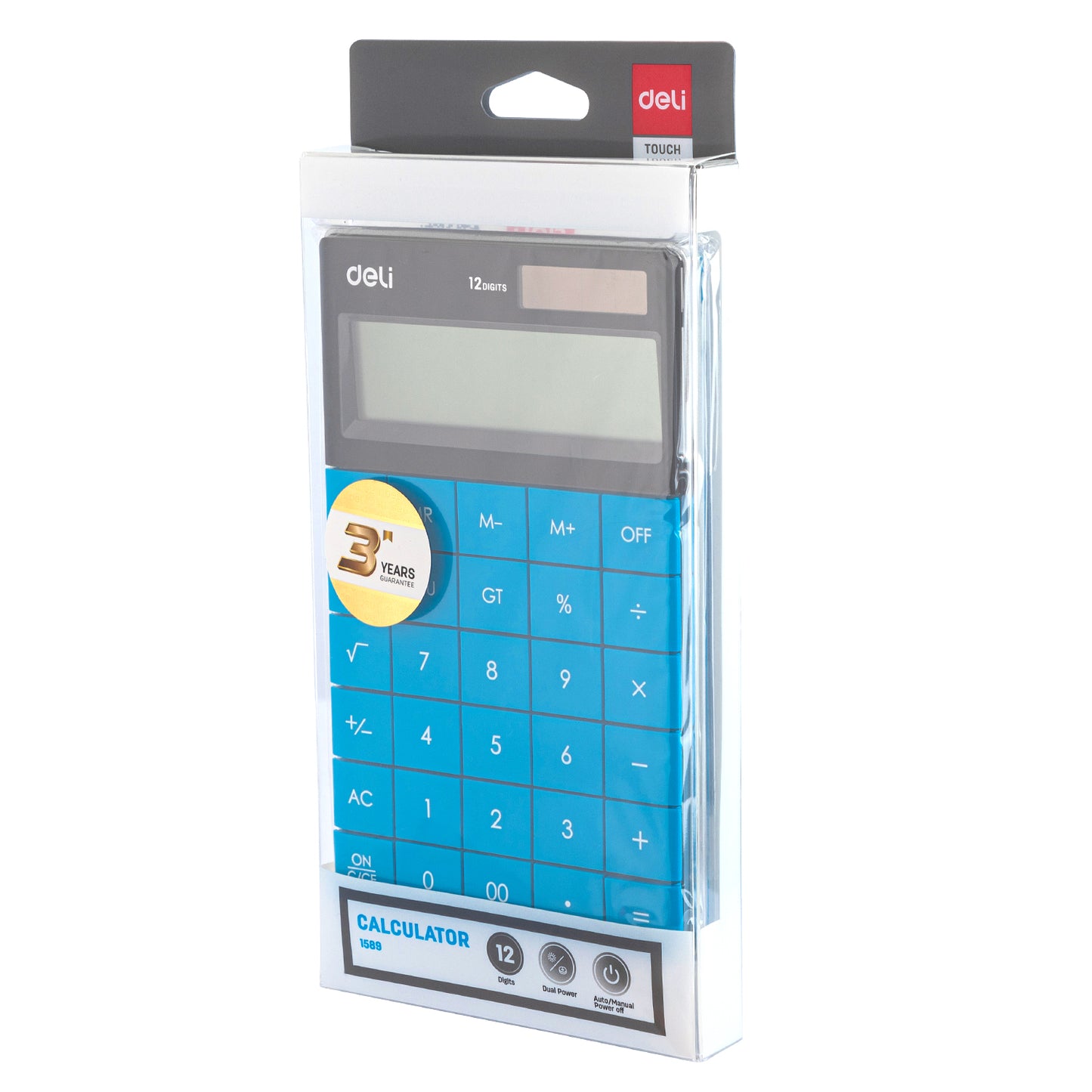Deli W1589 Modern Compact Calculator 12-Digit, Blue