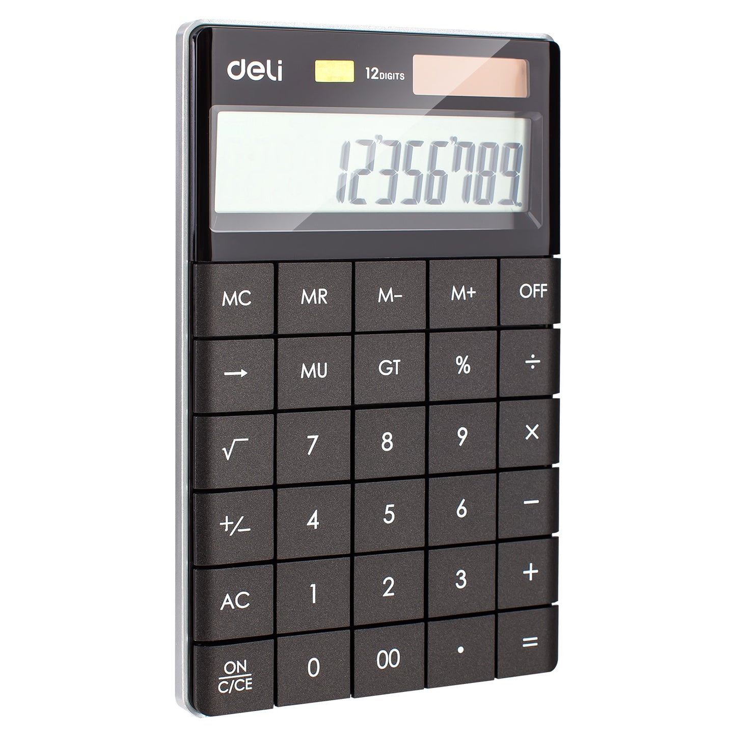Deli W1589P Modern Compact Calculator 12-Digit, Black