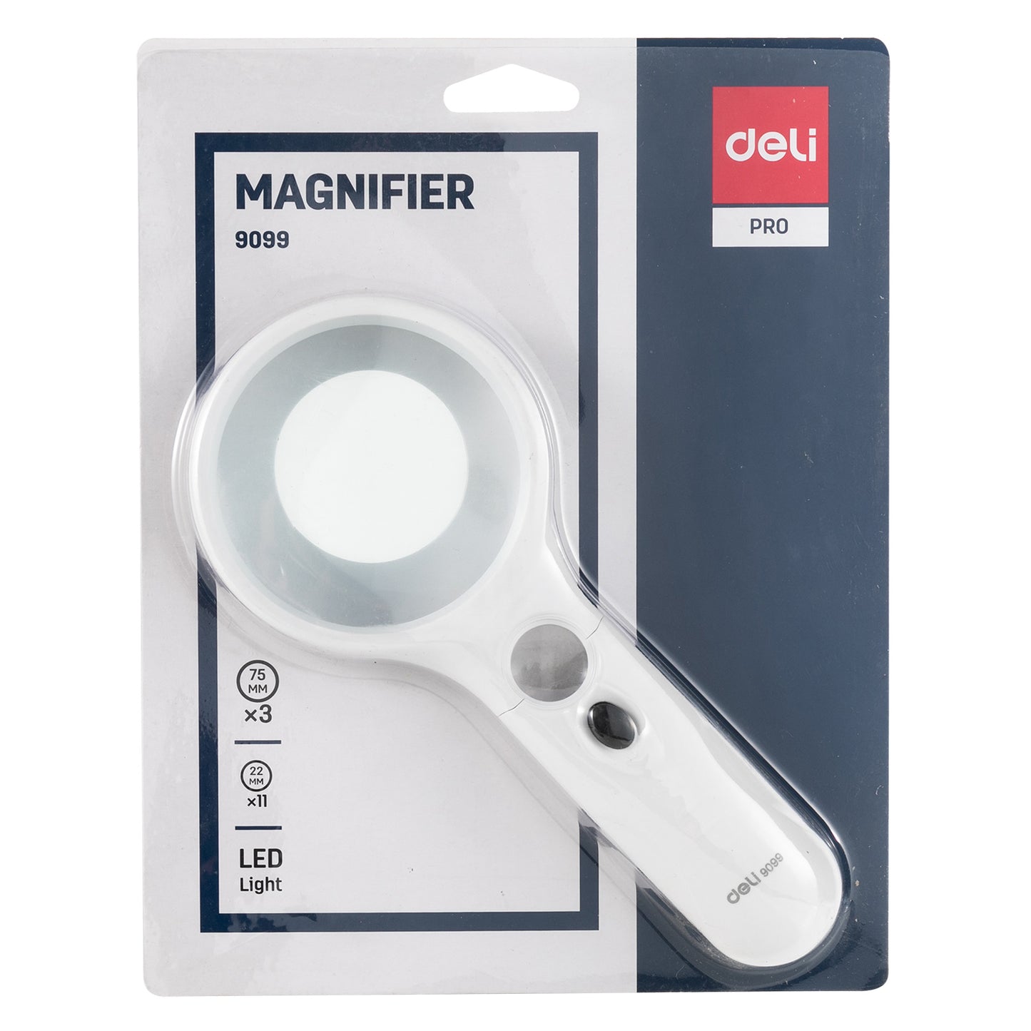 Deli W9099 Pro Series Magnifying Glass with LED (3X 75mm & 11X 28 mm)