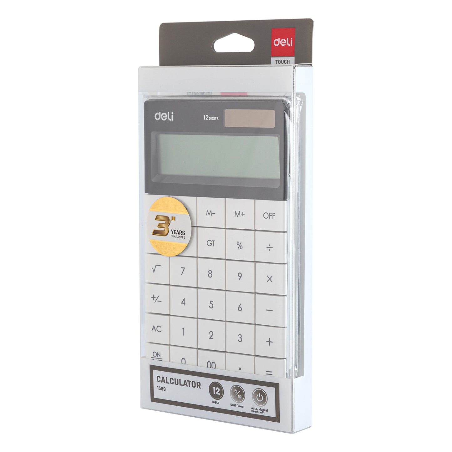 Deli W1589 Modern Compact Calculator 12-Digit, White