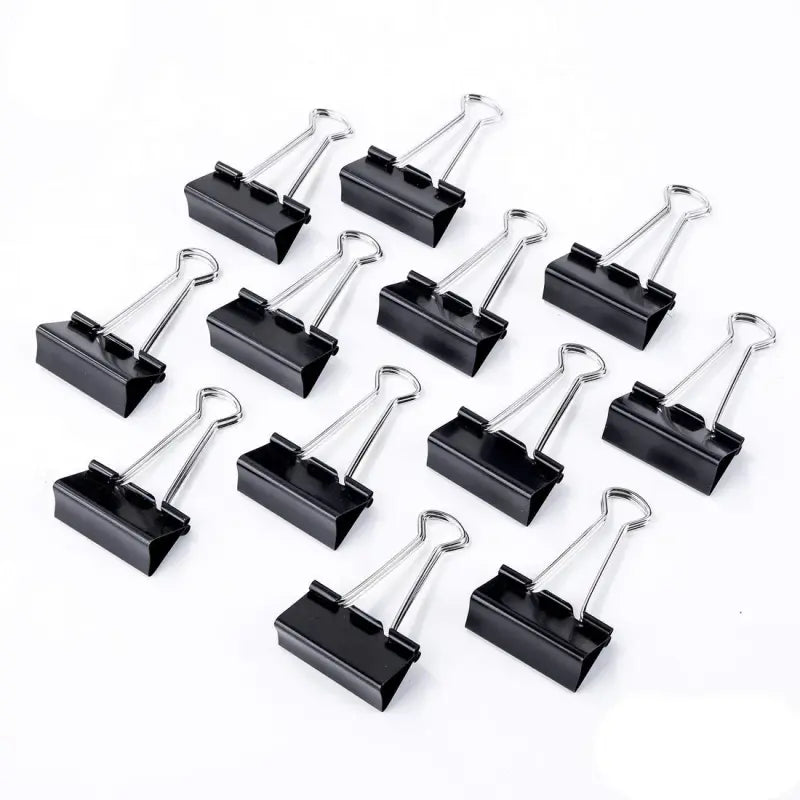 Ondesk Essentials Paper Binder Clips (12Pieces, 19MM) Black