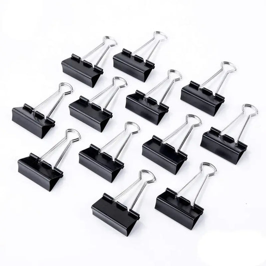 Ondesk Essentials Paper Binder Clips (12Pieces, 19MM) Black