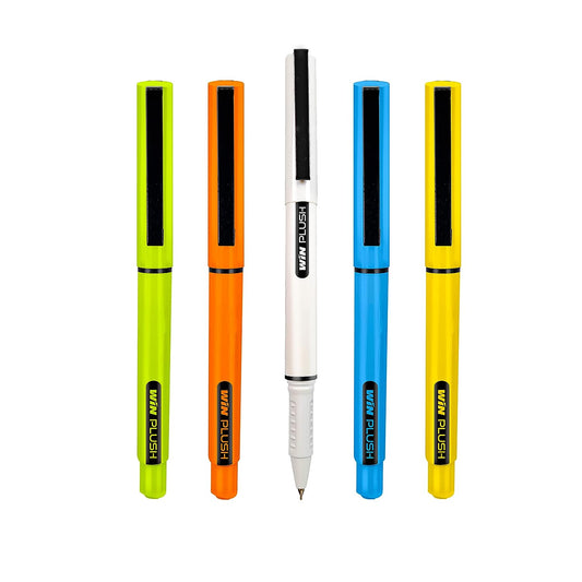 WIN Plush 0.7 mm Tip Ball Pens Set | Blue, Pack of 10 Pcs