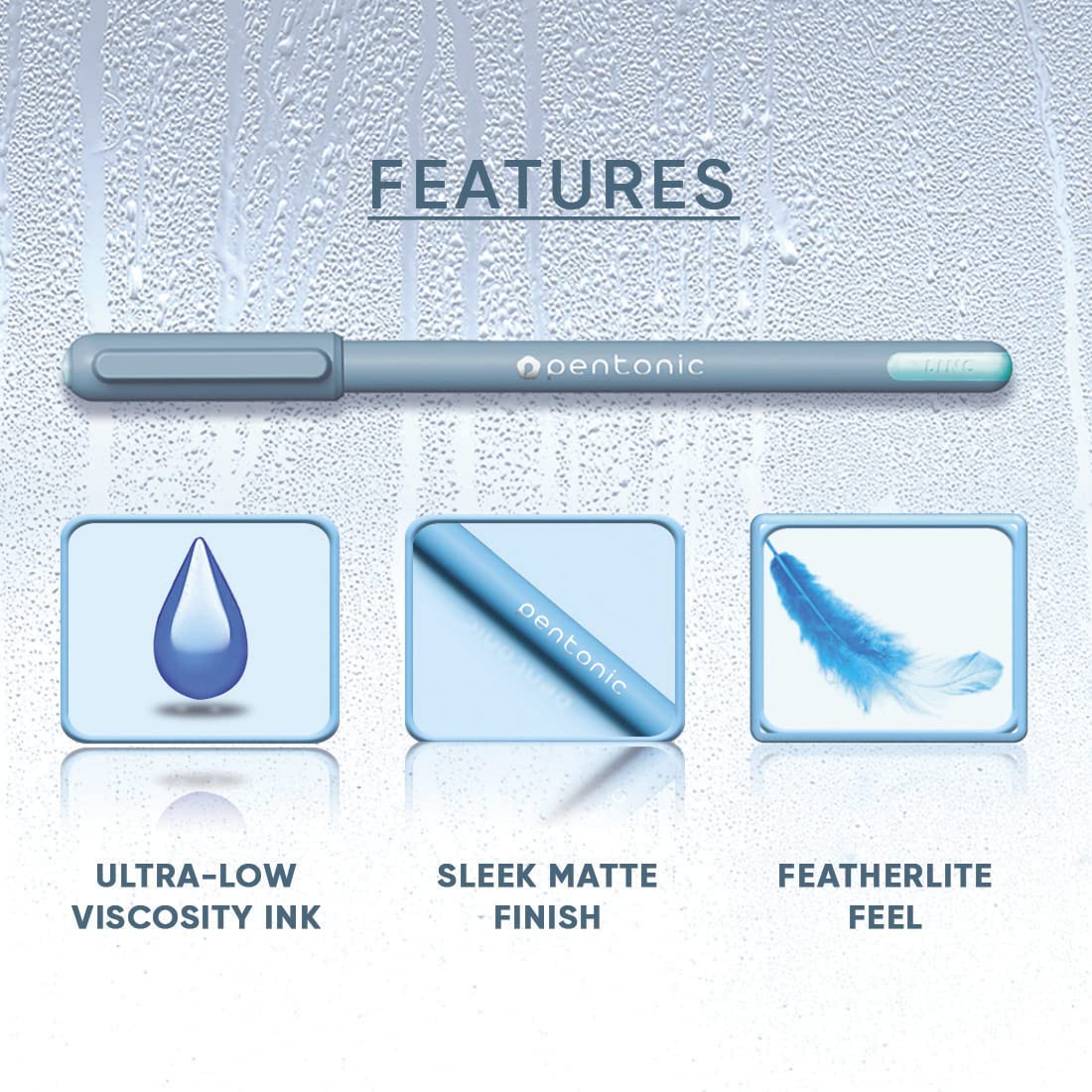 Pentonic Frost 0.7mm Ball Point Pen Tumbler Pack (70 Blue, 20 Black & 10 Red Ink Pens)
