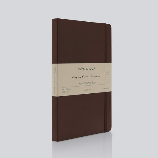 Mypaperclip Note Book, Signature Series, A5, (148 X 210 Mm, 5.83 X 8.27 In.), Ruled, Brown (Sspu192A5-R Brown)
