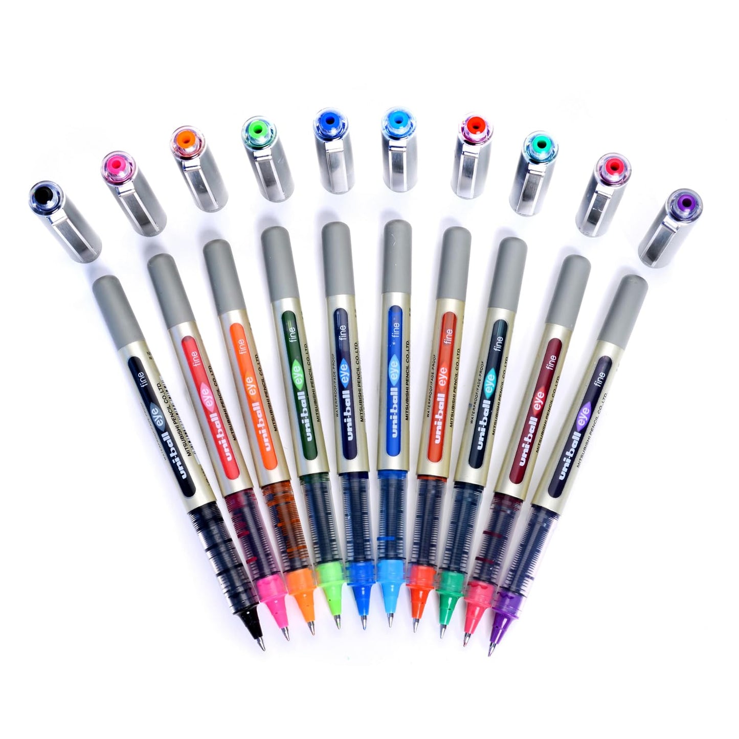 uni-ball Eye UB157 0.7mm Roller Ball Pen, Multicolor Ink, Pack of 10