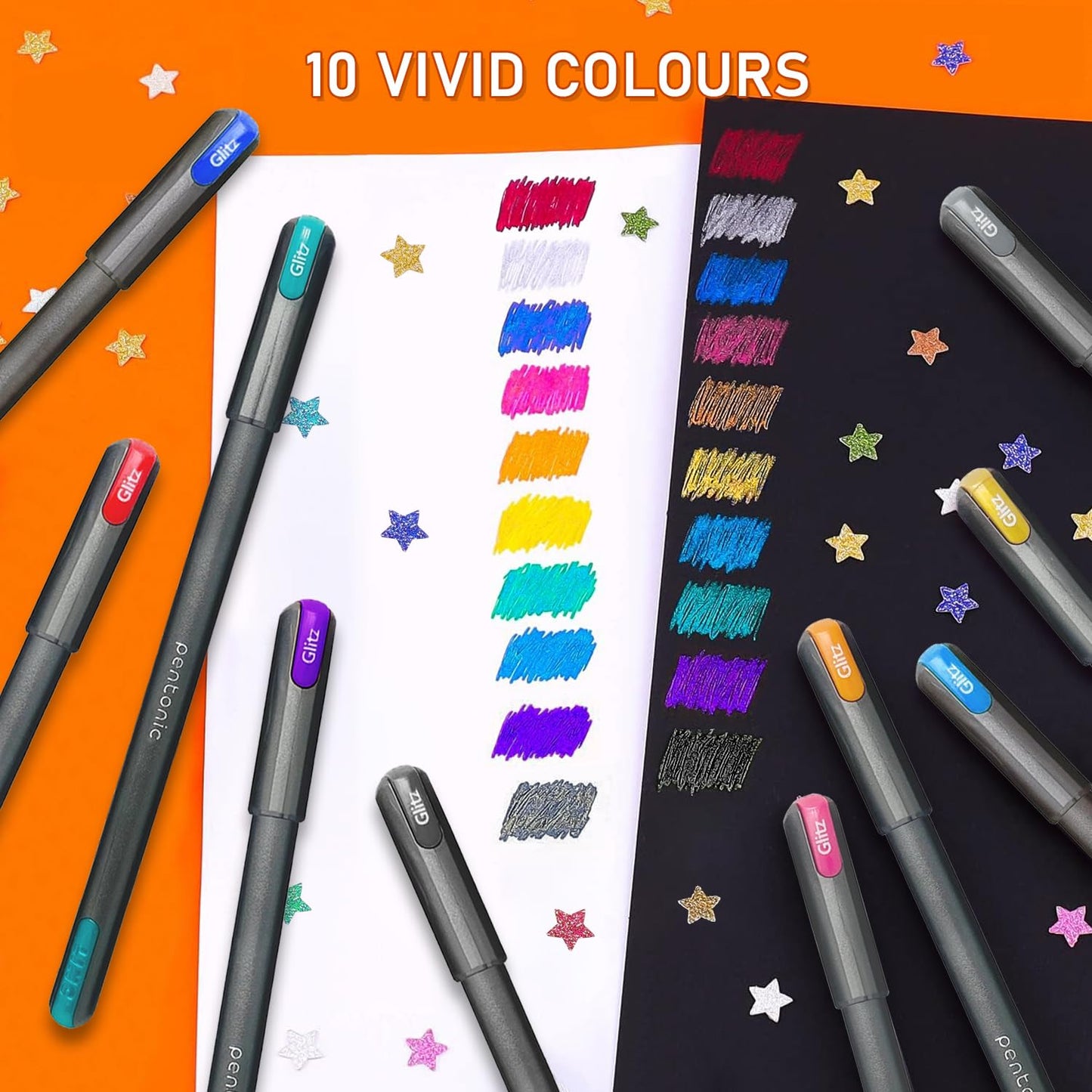 Linc Pentonic Glitz Multicolor Glitter Pen - Pack of 10