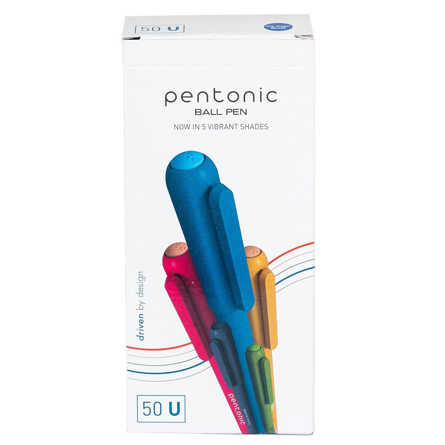 Pentonic Vibrant Colours 0.7mm Ball Pen Dispenser, Blue Ink, Pack of 50