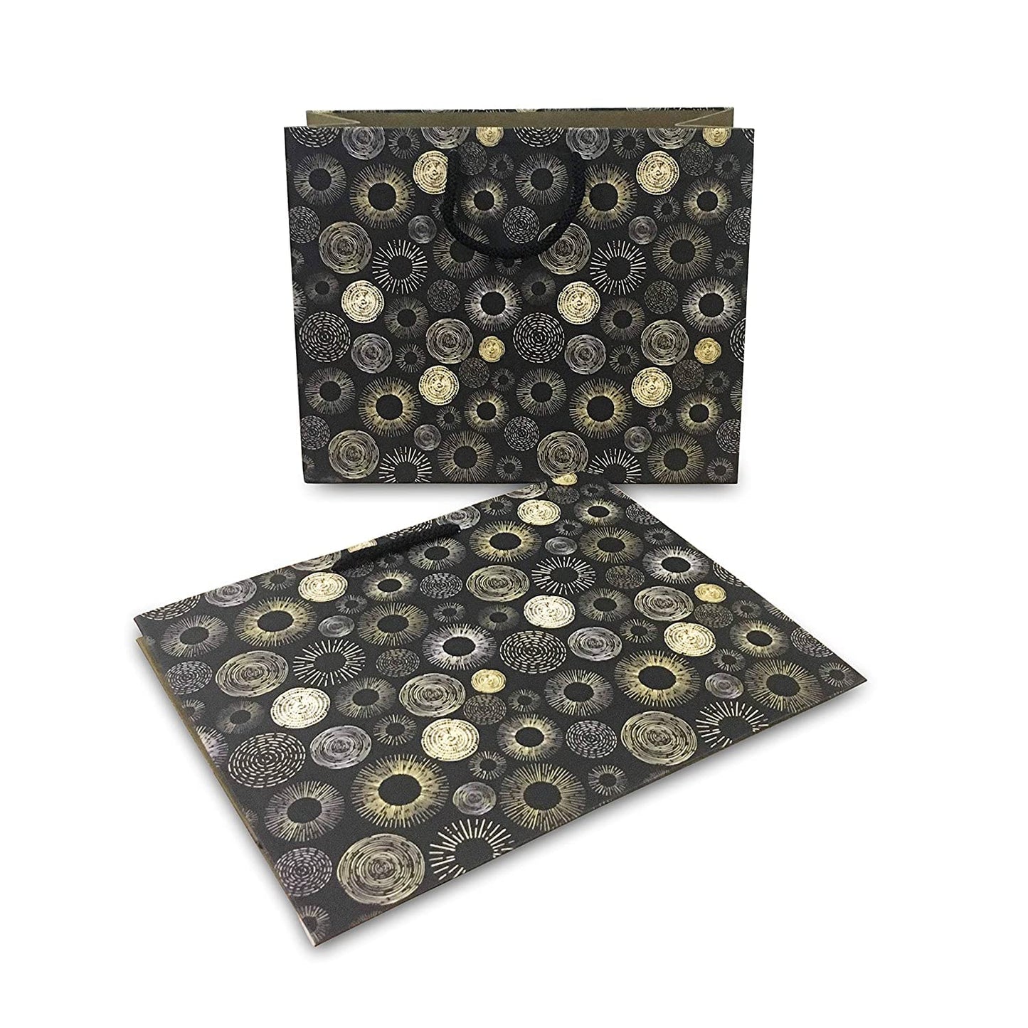 PaperPep Black Yellow Circles Print 10"X4"X8" Gifting Paper Bag