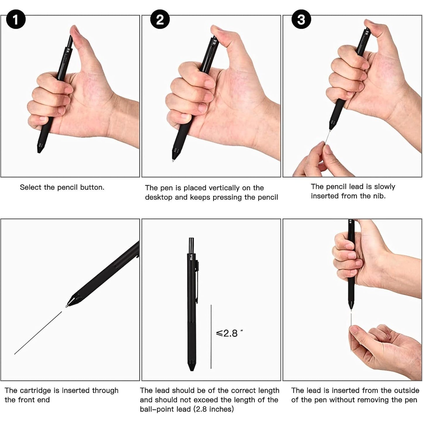 NUOVI 3+1 Multifunctional Pen, Black Metal Body (3 Ink & 0.5mm Pencil)