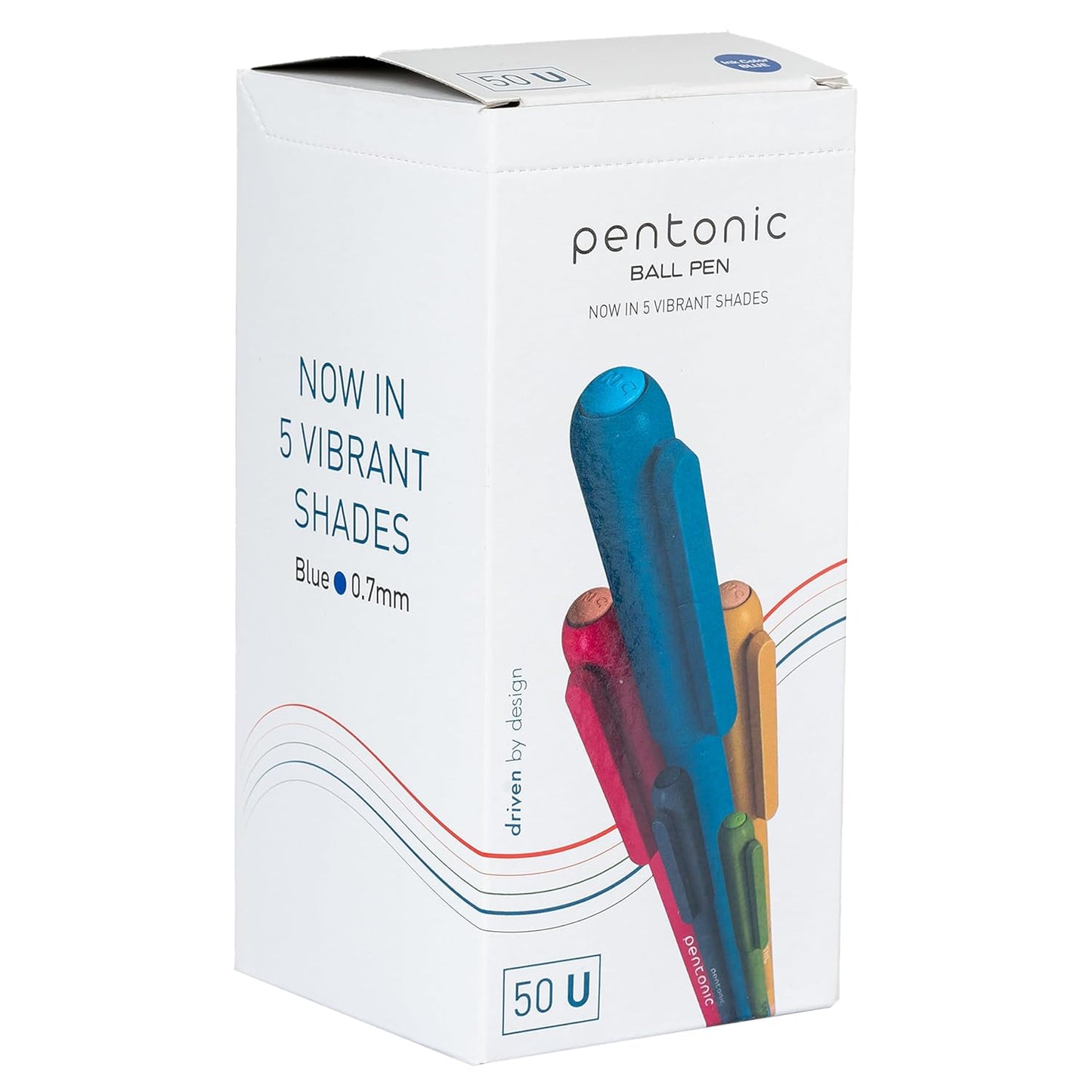 Pentonic Vibrant Colours 0.7mm Ball Pen Dispenser, Blue Ink, Pack of 50