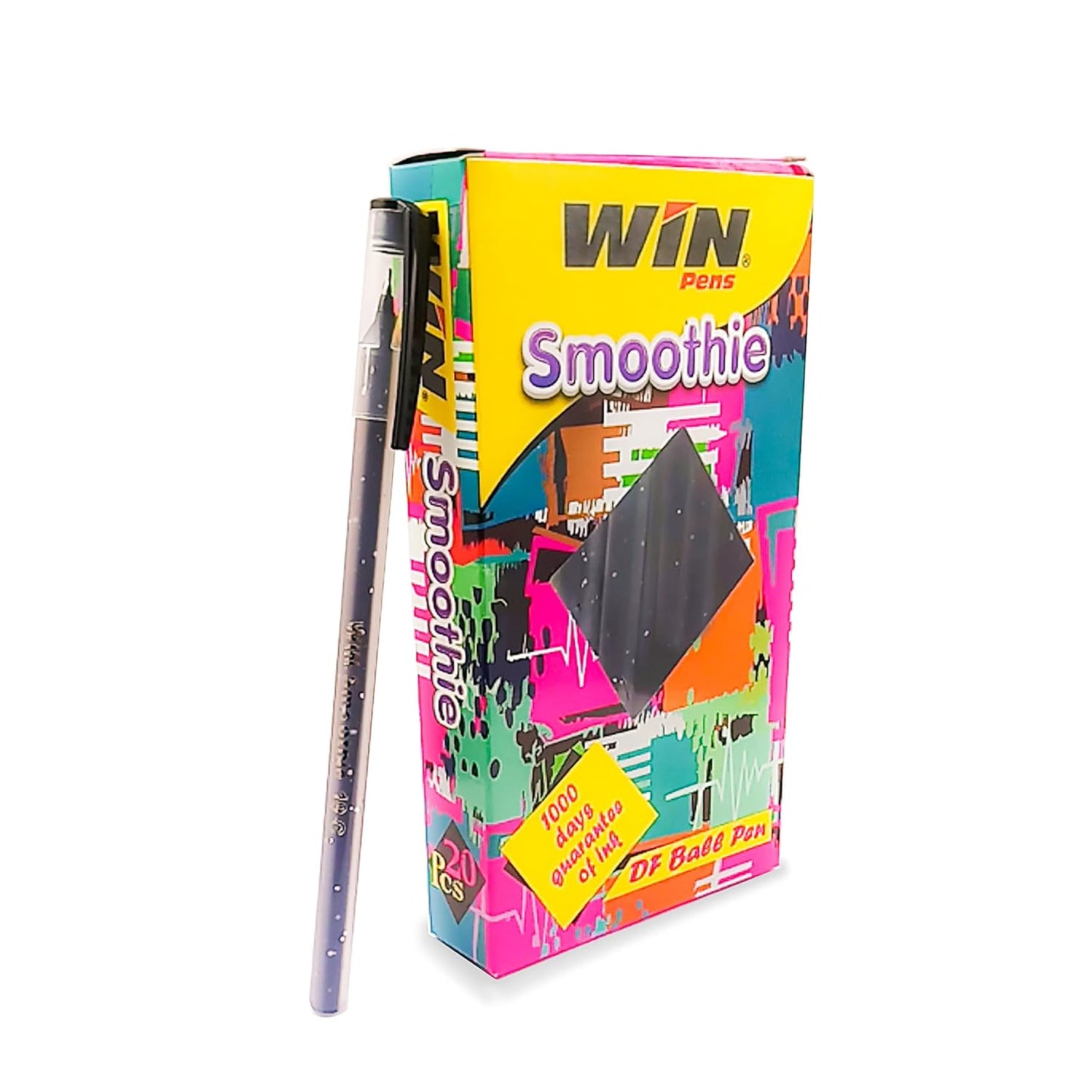 Win DF Smoothie Ball Pen, 0.7mm, Black Ink, Pack of 20