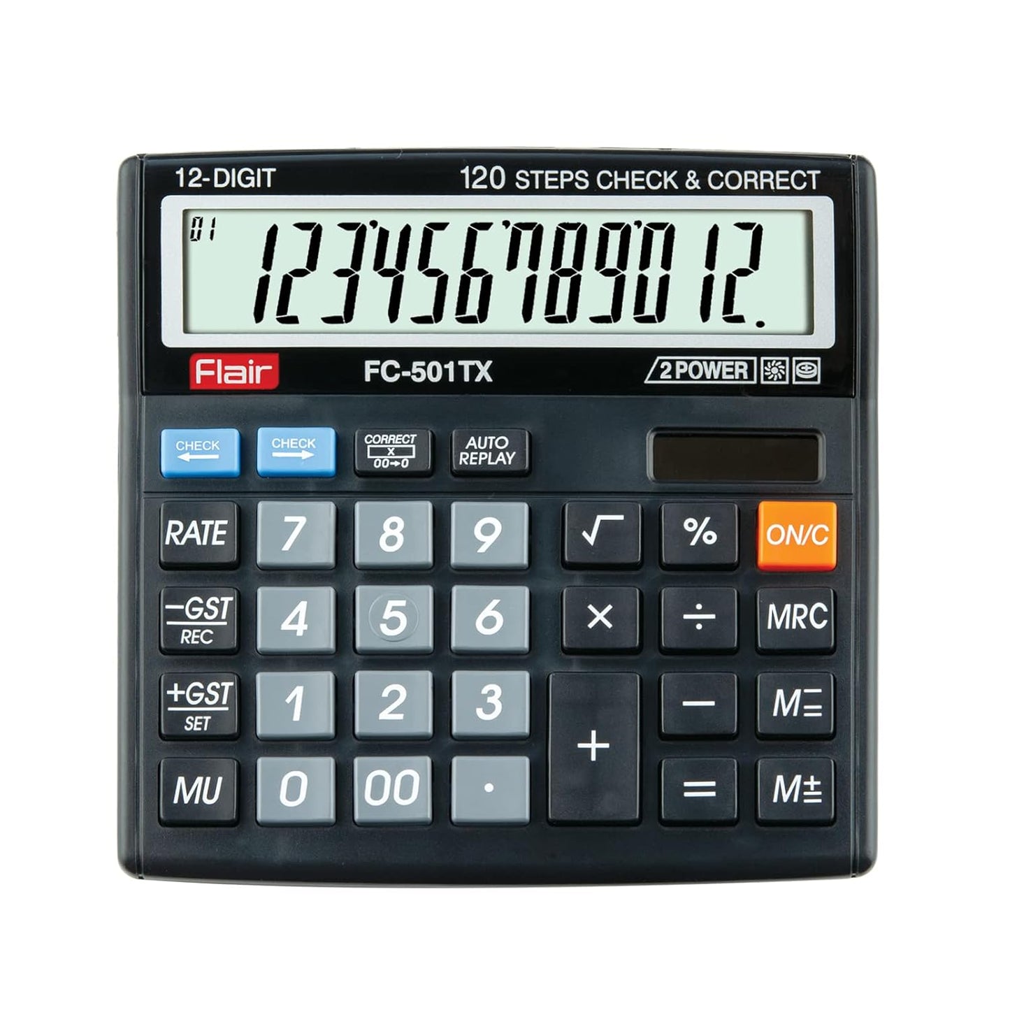Flair FC-501 TX Desktop Calculator, Black, Pack of 1