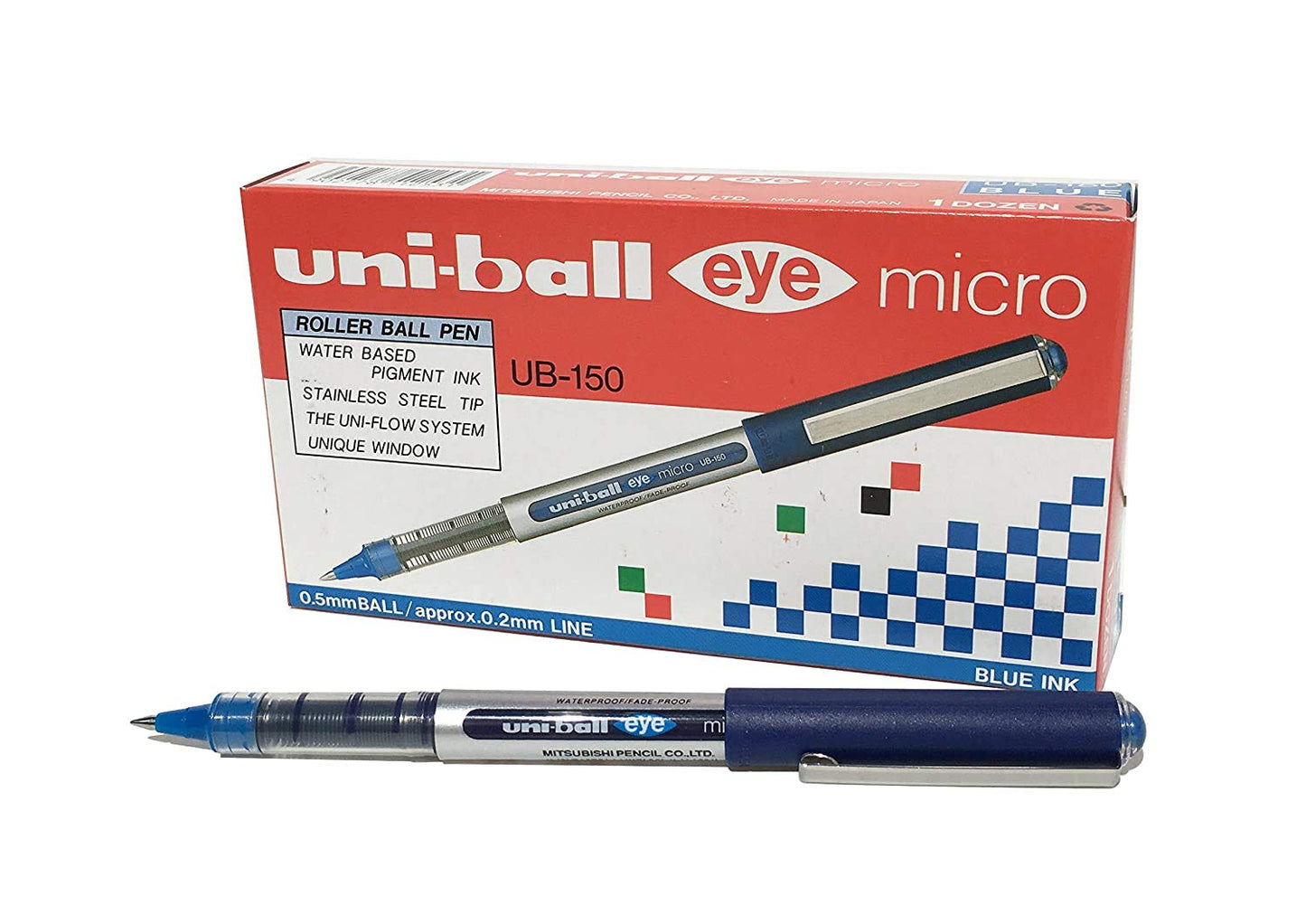 uni-ball Eye UB150 0.5mm Roller Ball Pen, Blue Ink, Pack of 5