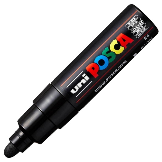 uni-ball Posca 7M 4.5-5.5 mm  Broad Bullet Shaped Markers, Black Ink, Pack of 1