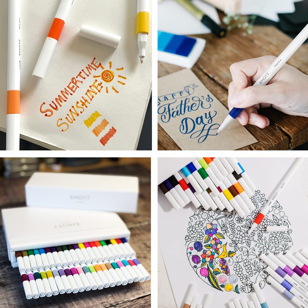 uni-ball Emott SY40 Water Based Fineliner Pens Set 8 Unique Color Groups, Multicolour Ink, Set of 40