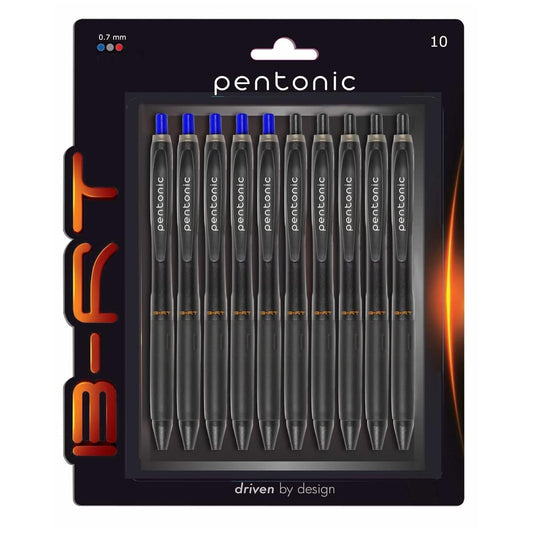 Pentonic B-RT 0.7 mm Ball Point Pen Blister Pack (Blue & Black Ink, Pack of 10)