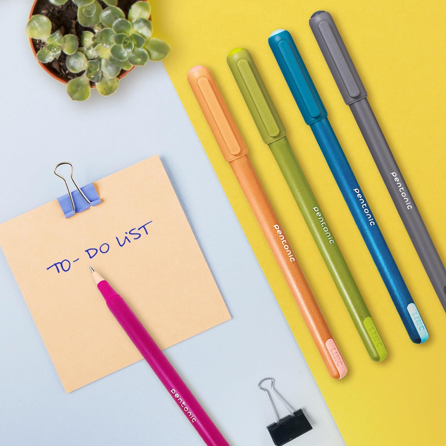 Pentonic Colours Ball Pen, Multicolor Body, Blue Ink, Pack of 10
