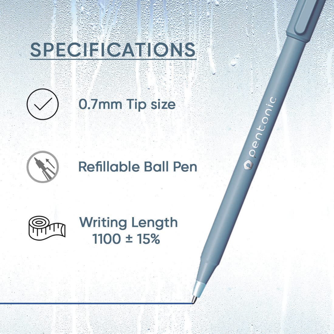 Pentonic Frost 0.7mm Ball Point Pen Tumbler Pack (70 Blue, 20 Black & 10 Red Ink Pens)