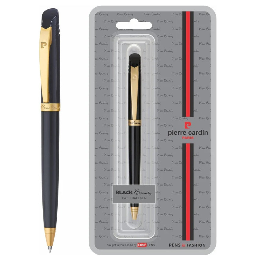 Pierre Cardin Black Beauty Exclusive Metal twist Ball Pen, Blue Ink, Pack of 1