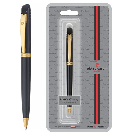 Pierre Cardin Black Beauty Exclusive Metal twist Ball Pen, Blue Ink, Pack of 1