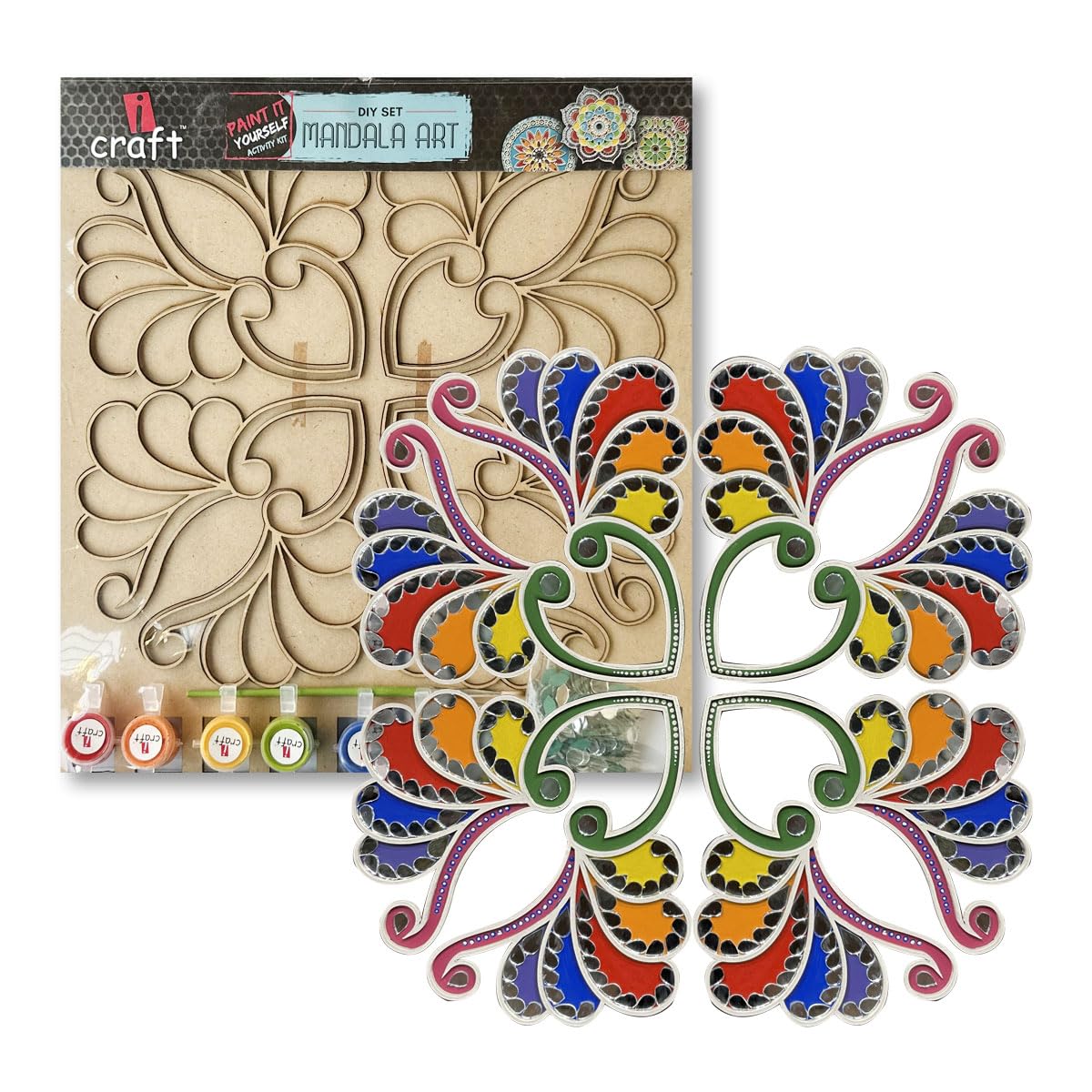 iCraft DIY Art and Craft Festive Set - Rangoli Art - 10x10 Room Décor Artistic DIY Art