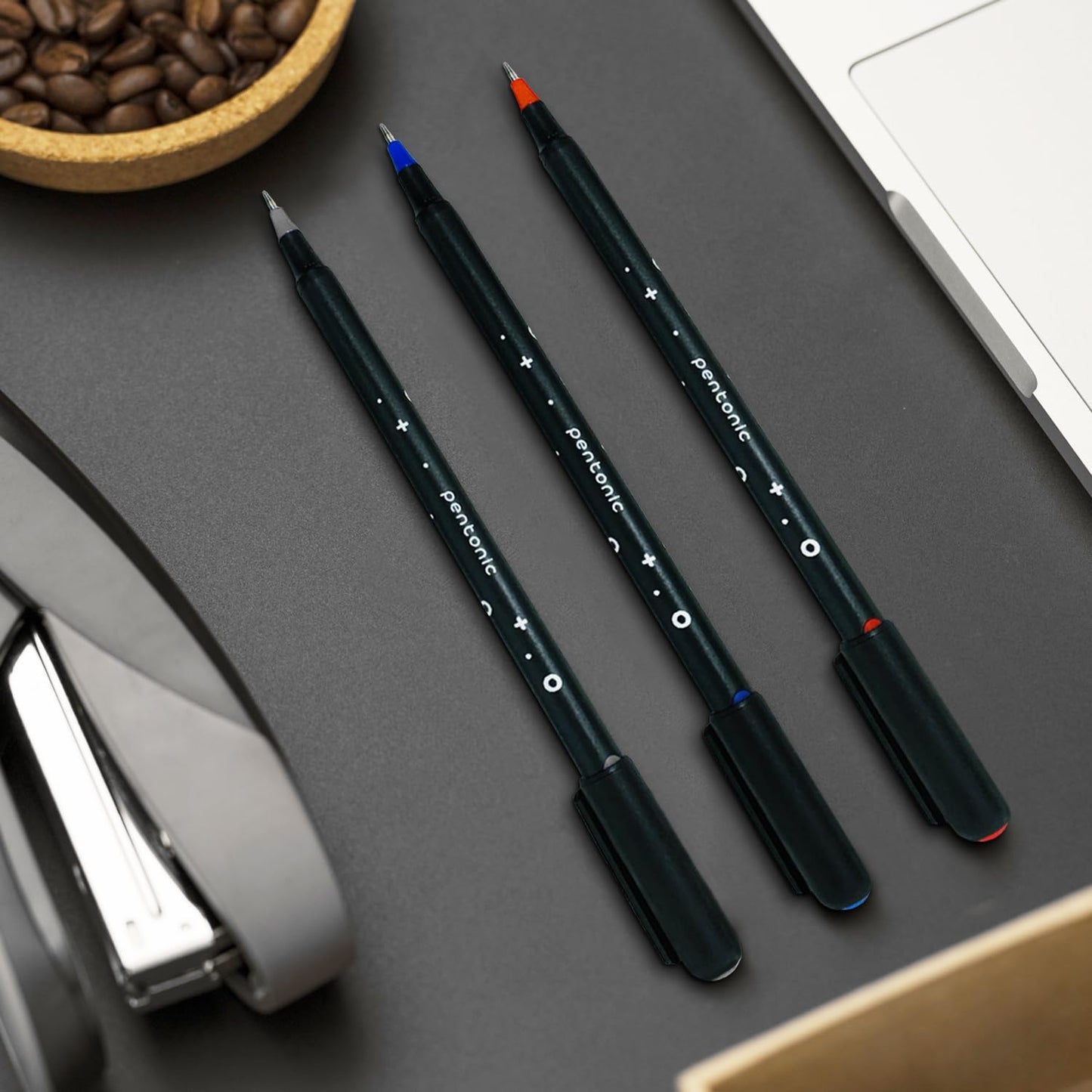 Pentonic Cipher 0.7mm Ball Pen Tumbler, 70 Pcs Blue Ink+20 Pcs Black Ink+10 Pcs Red Ink (Pack of 100)