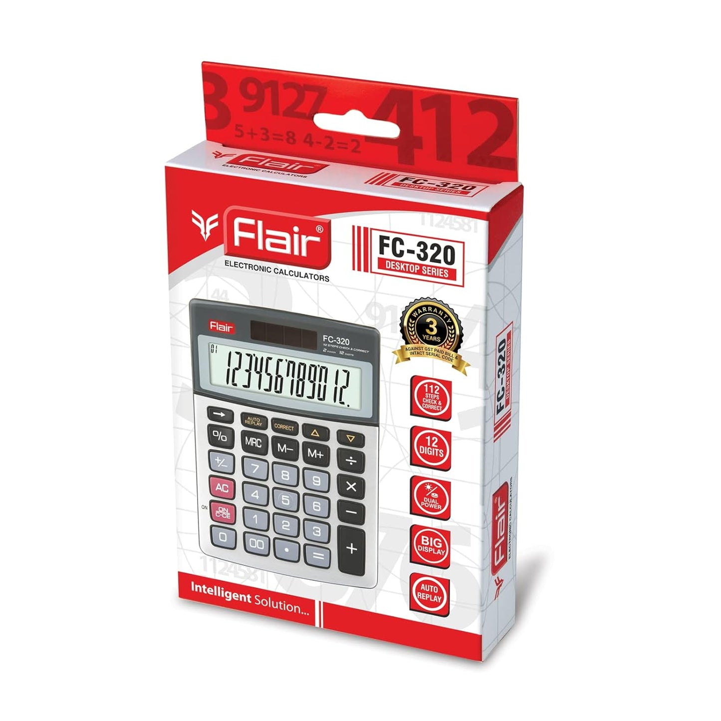 FLAIR Calculator FC 320, Black & Grey, Pack Of 1