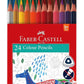 Faber-Castell Triangular Pre-Sharpened Water Soluble Colour Pencils, 24 Shades, Pack of 1