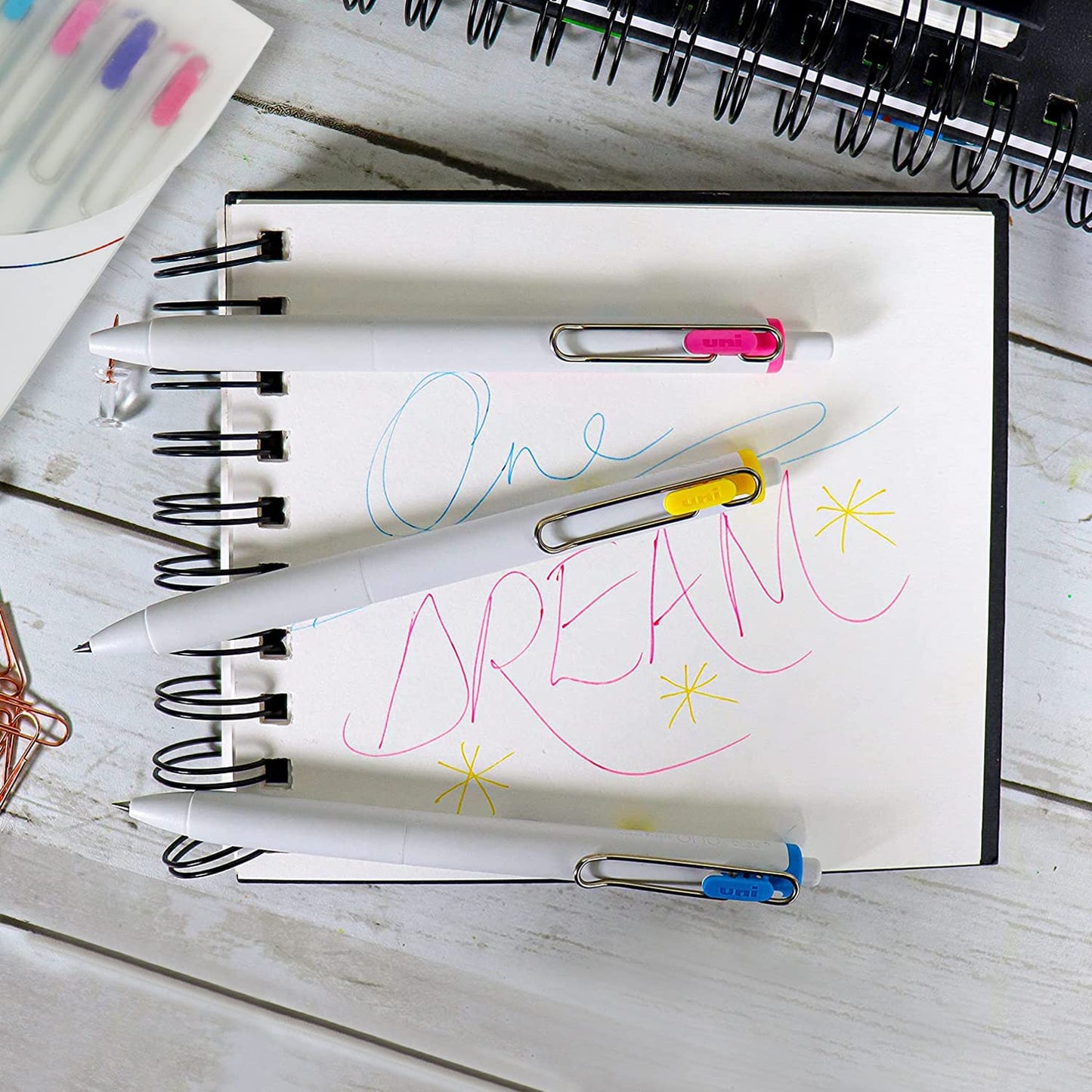 Uni-Ball One Dream Umn S 0.7 Mm Retractable Gel Pen, White Body Multicolor Ink, Pack Of 8