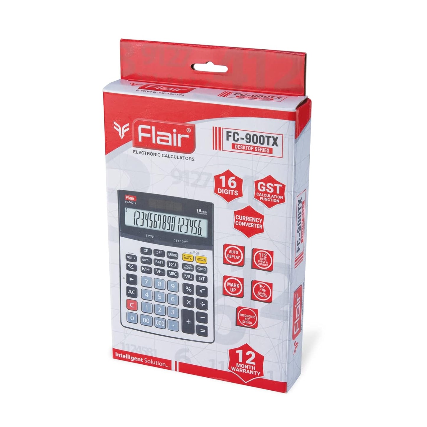Flair FC-900 TX Desktop Series GST Calculator, Black & Grey, Pack of 1