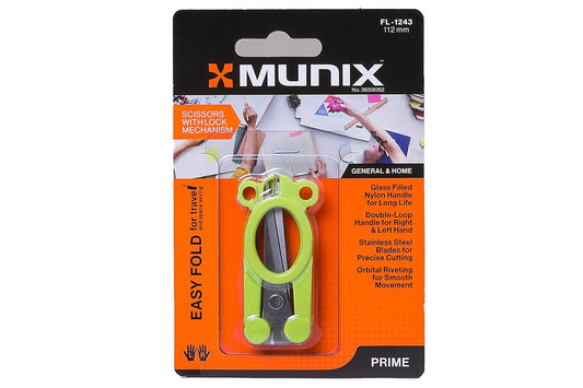 Munix FL-1243 112mm Foldable Scissor, Color May Vary, Pack of 2