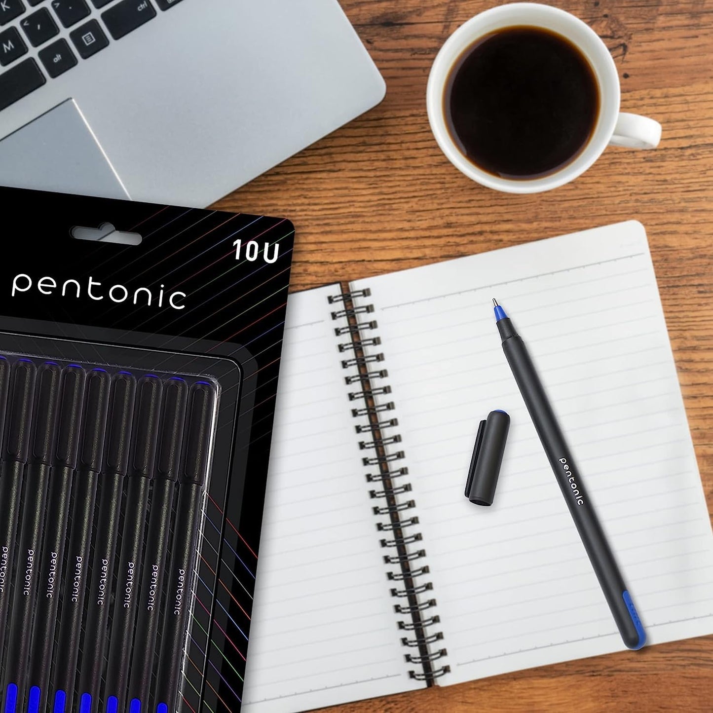 Pentonic 0.7mm Ball Point Pen Blister Pack, Pack of 10 (Blue)