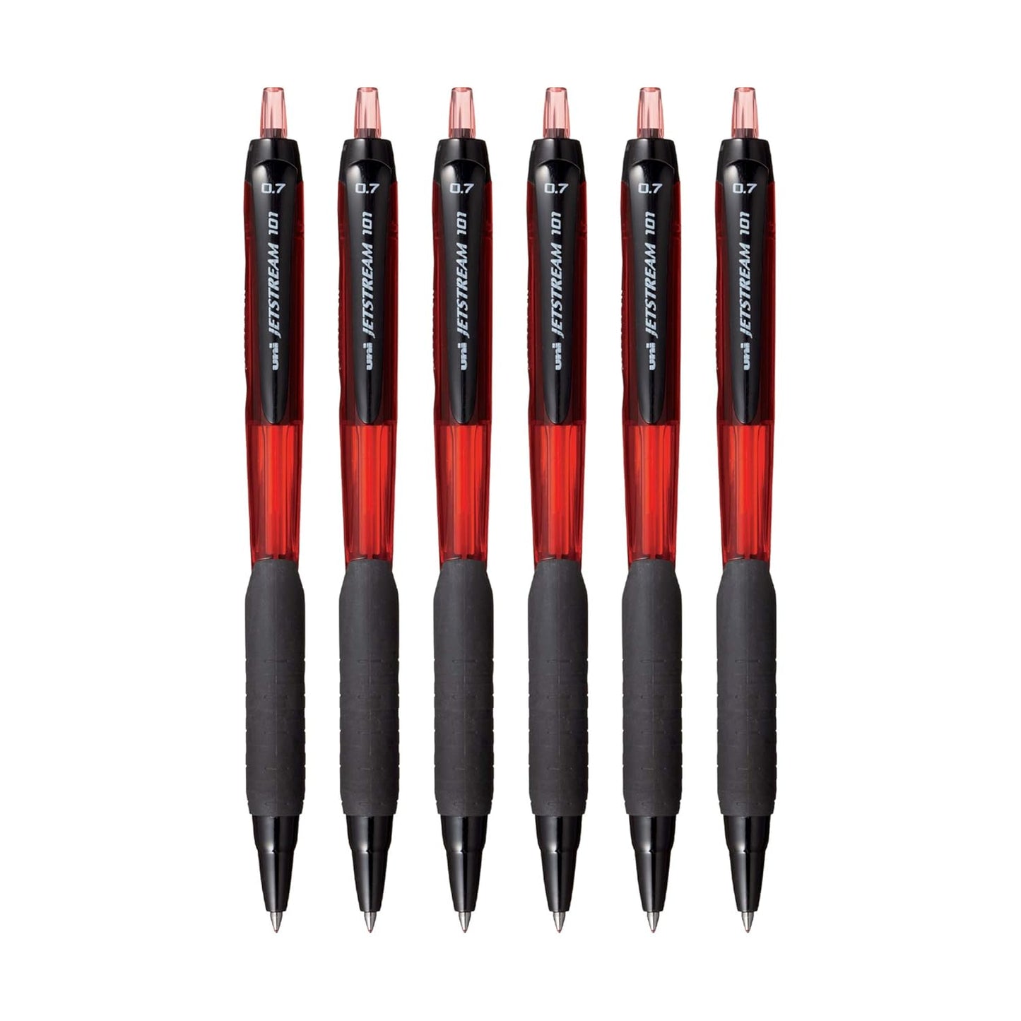 uni-ball Jetstream SXN101 0.7mm Roller Ball Pen, Red Body, Red Ink, Pack of 6
