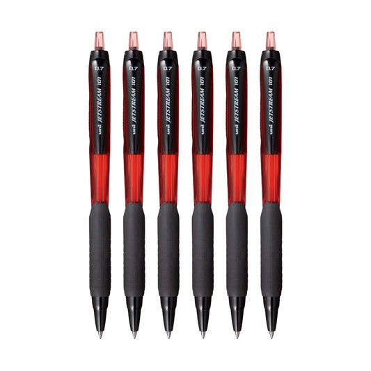 uni-ball Jetstream SXN101 0.7mm Roller Ball Pen, Red Body, Red Ink, Pack of 6