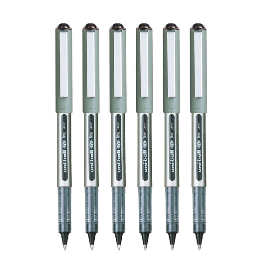 uni-ball Eye UB157 0.7mm Roller Ball Pen, Black Ink, Pack of 6