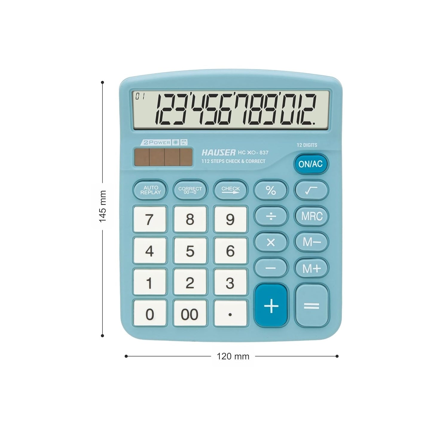 Hauser Desktop Series HC XO 837 Calculator, Blue, Pack of 1