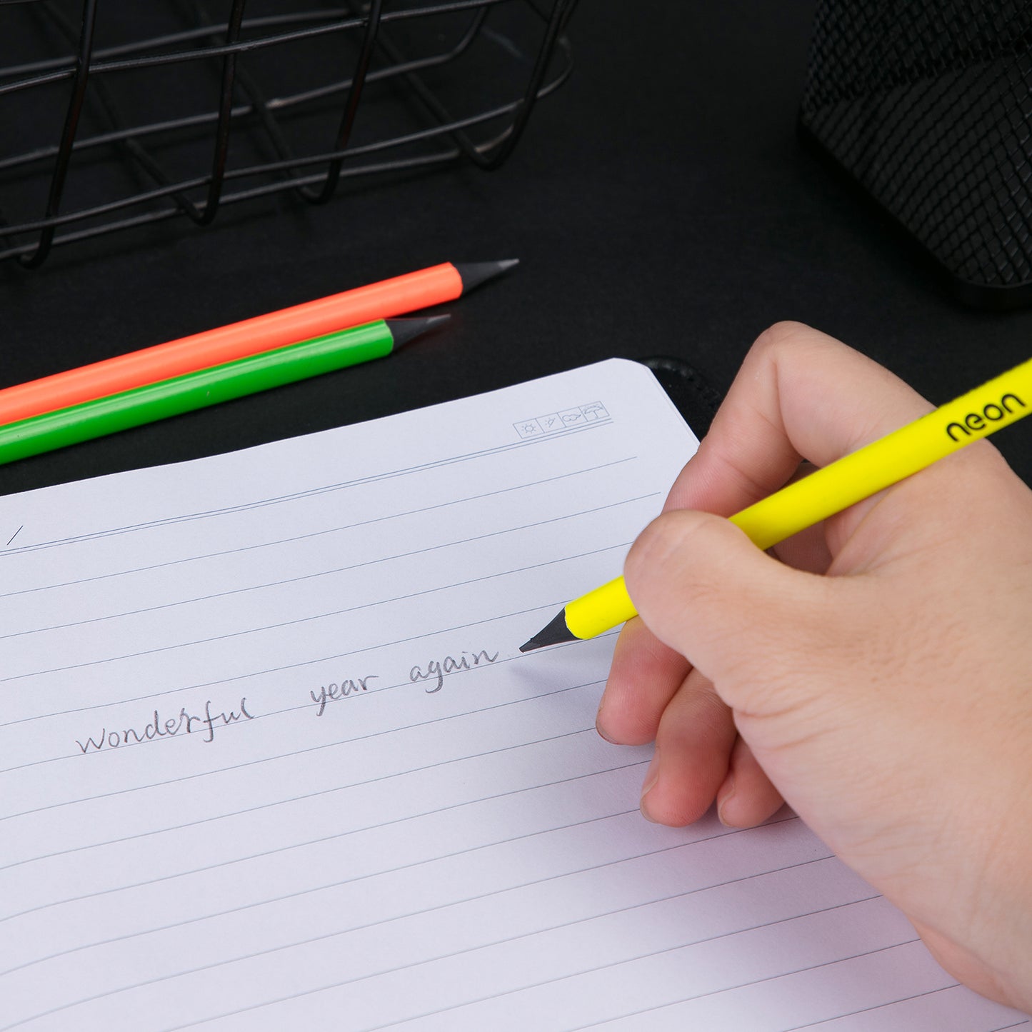 Deli WU54600 Neon Series Pre-Sharpened, Wood-Free, HB Pencils with Eraser (12 Pcs)