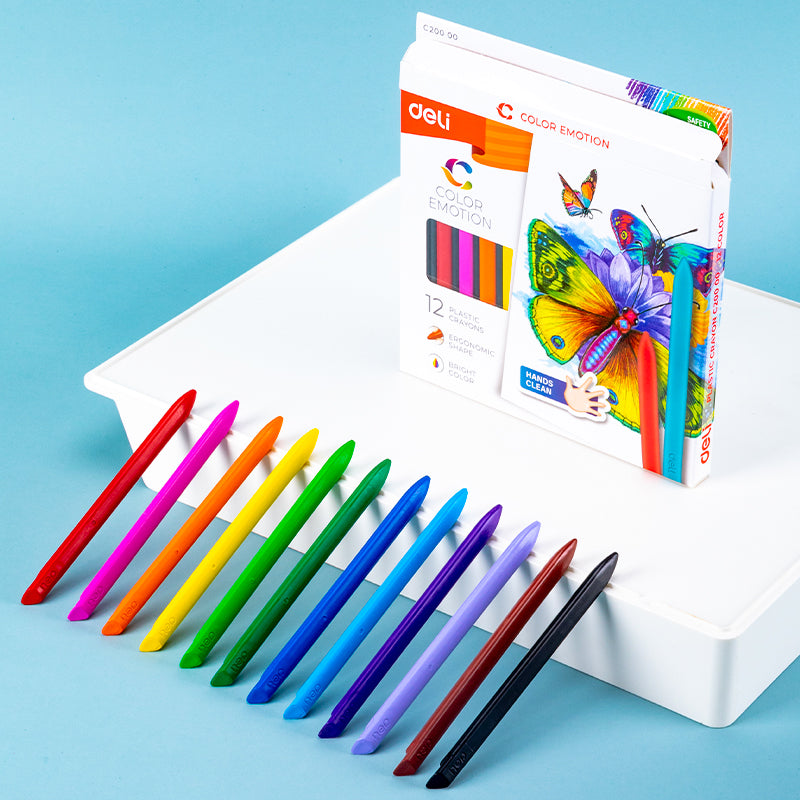 Deli WC20000 Plastic Crayons (Pack of 12 Crayons)
