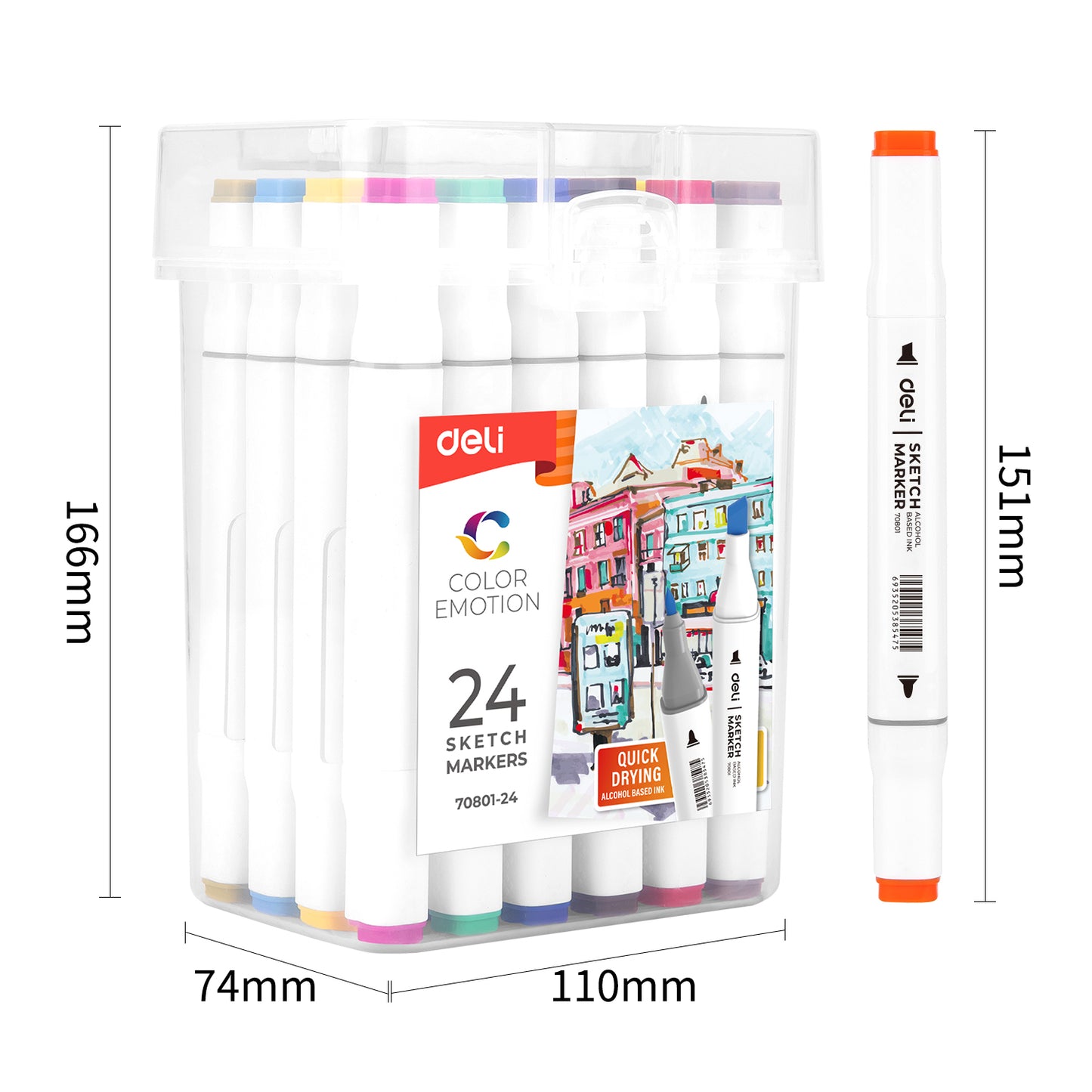 Deli E70801 Felt Pen marker 24 Color (Pack of 1)