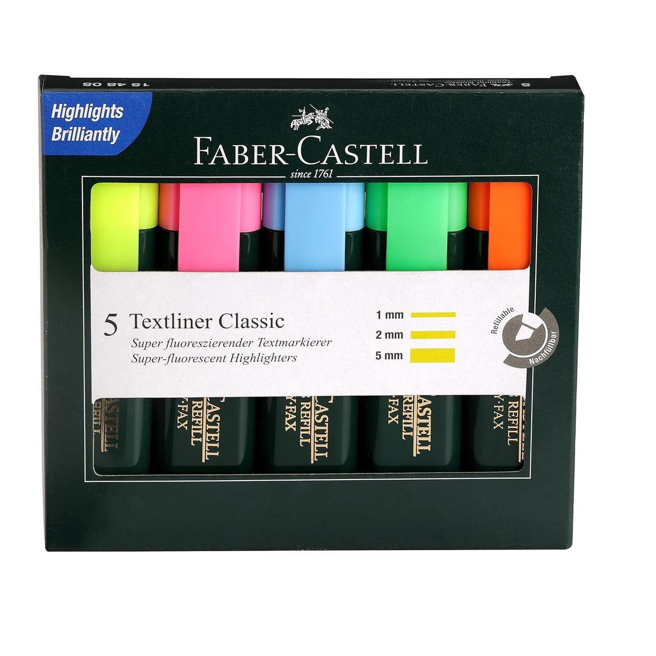 Faber-Castell 154805- Textliner Pen Assorted, Set of 5