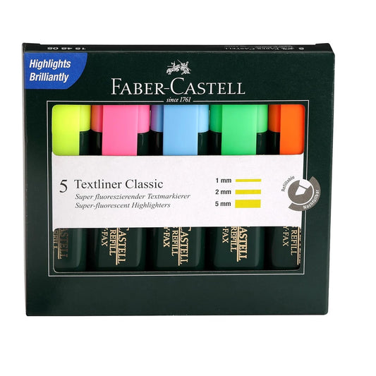 Faber-Castell 154805- Textliner Pen Assorted, Set of 5