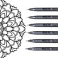 BRUSTRO Technical Pen Black Assorted, Set of 6