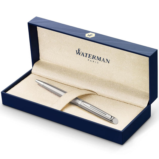 Waterman Hemisphere Ballpoint Pen, Medium Point, Stainless Steel with Chrome Trim, Blue Ink, Pack Of 1